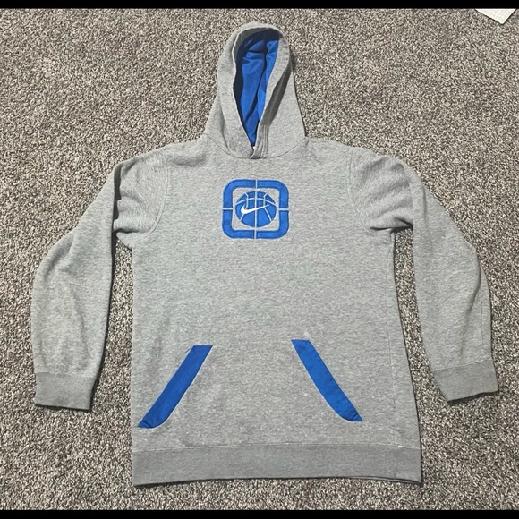 Nike Other - Nike Basketball Gray Blue Warm Pockets Hoodie